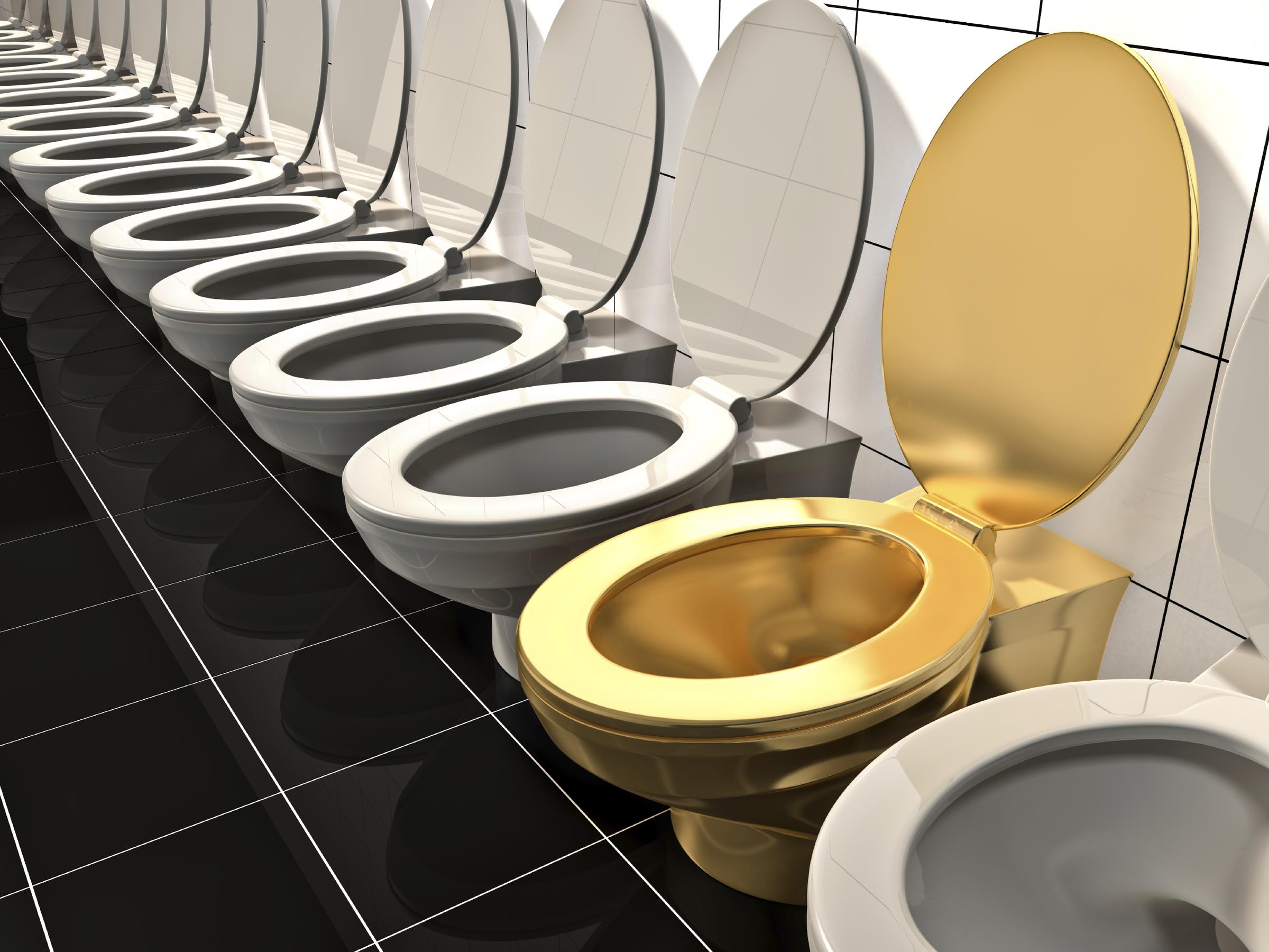 Elite gold office Toilet. Made in 3d