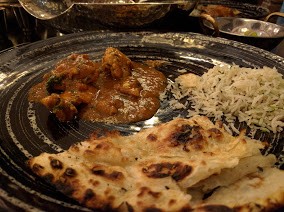 Chicken Curry, Rice, Naan. Curry was so good.
