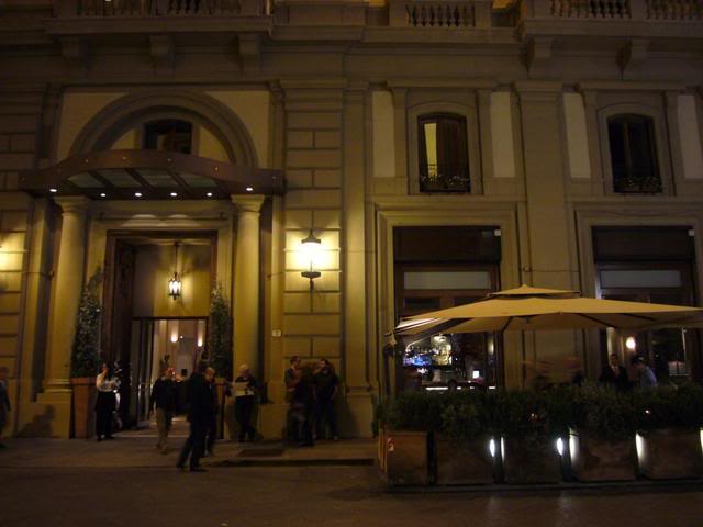Hotel entrance with the bar to the right
